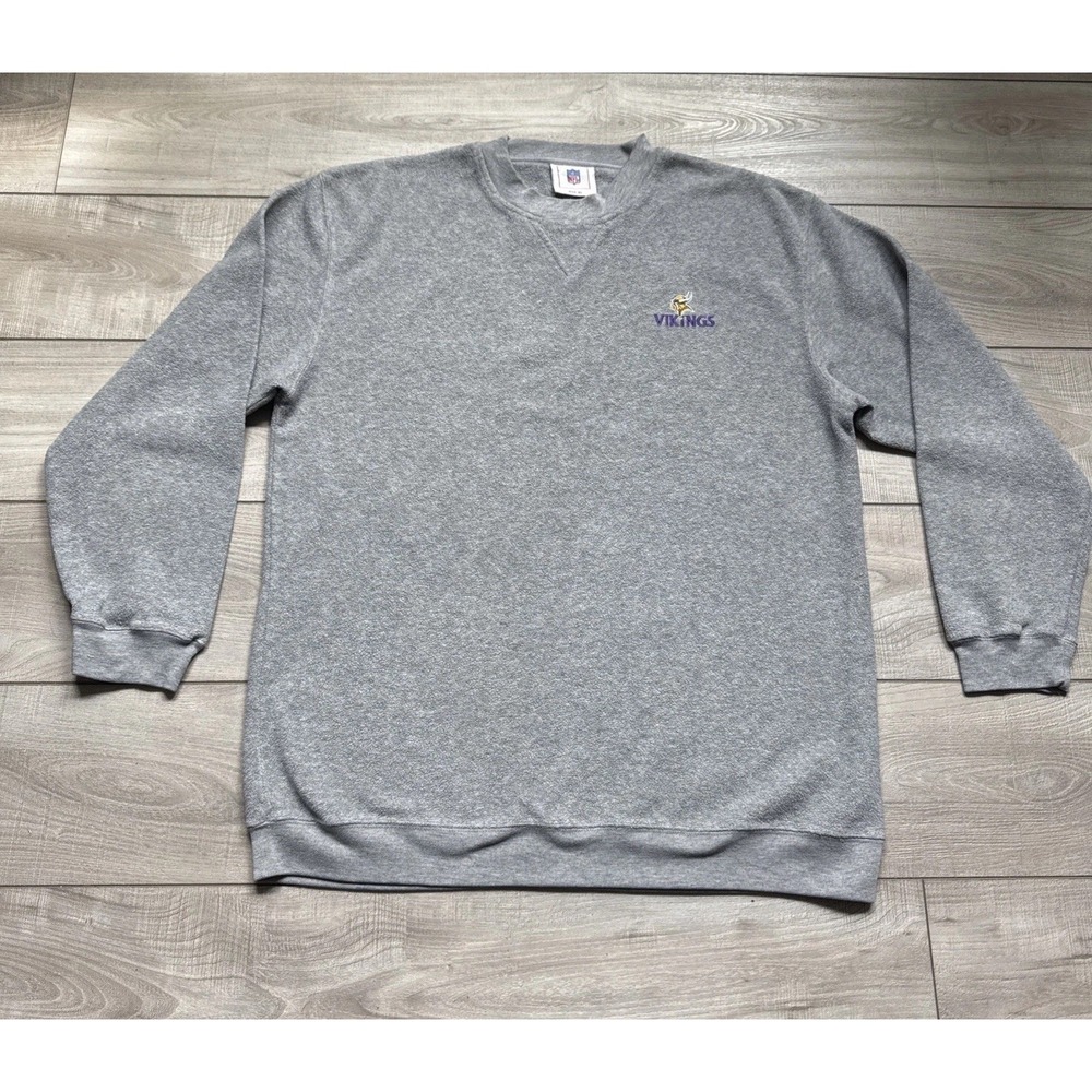 Vintage Minnesota Vikings Sweatshirt Mens XL Gray Fleece NFL Football Logo Y2K